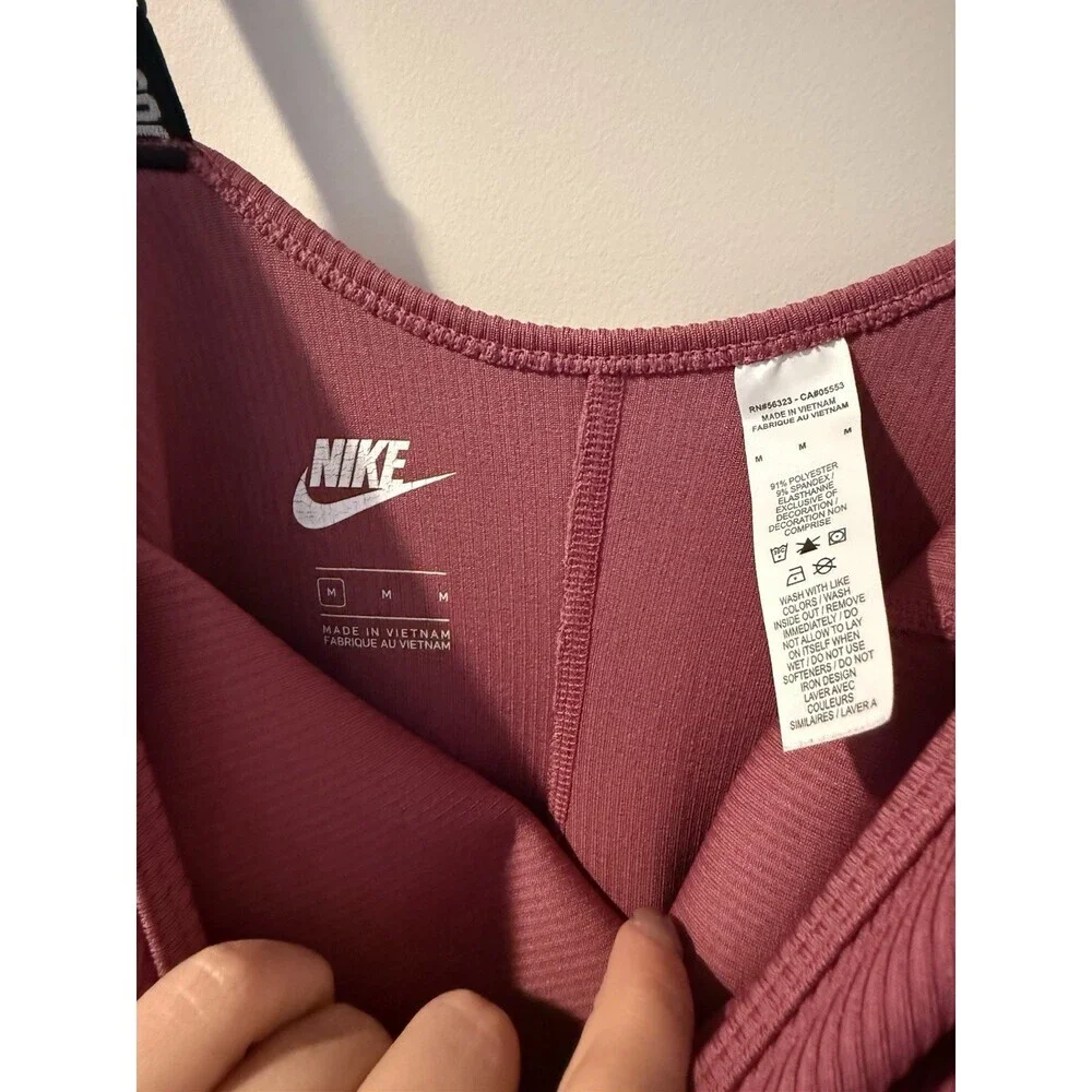 Nike JDI Plunge Back Ribbed Jumpsuit • Pink • Size Medium